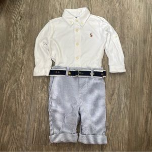 6M Ralph Lauren 3 Piece Matching set Searsucker Pants / Chick Print